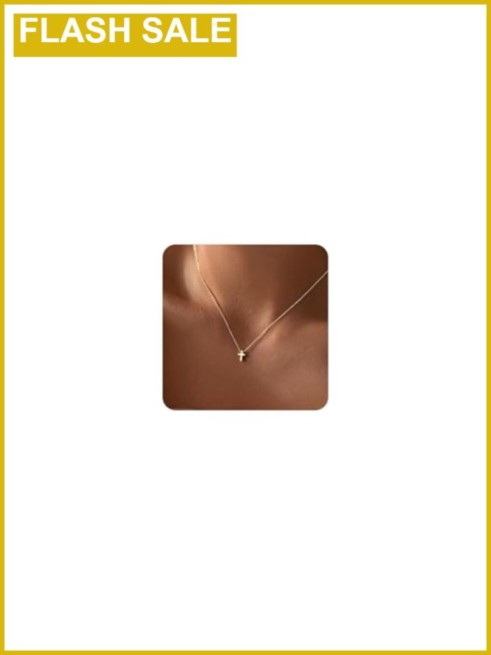 14K Gold Plated Dainty Cross Pendant Necklace Adjustable 16-18 Inch